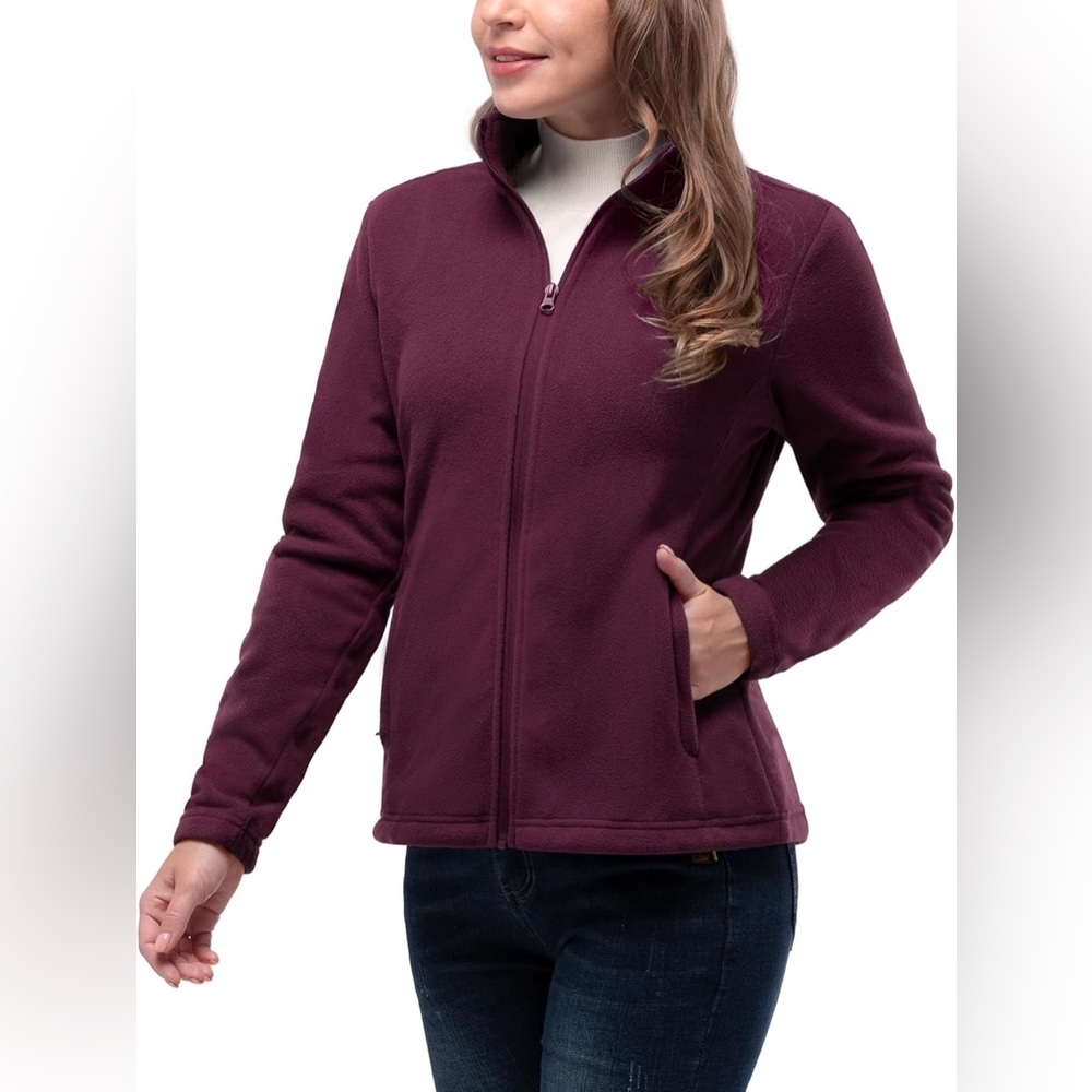Sunice Storm Pack model Women's Full-Zip Fleece Jacket - Plum size 1X